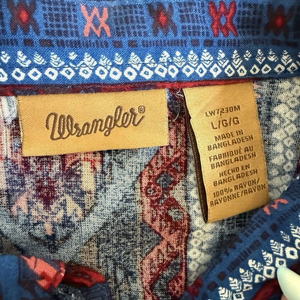 Wrangler Womens‎ Large Aztec Print Long Sleeve Pearl Snap Up Shirt Western - Picture 4 of 6